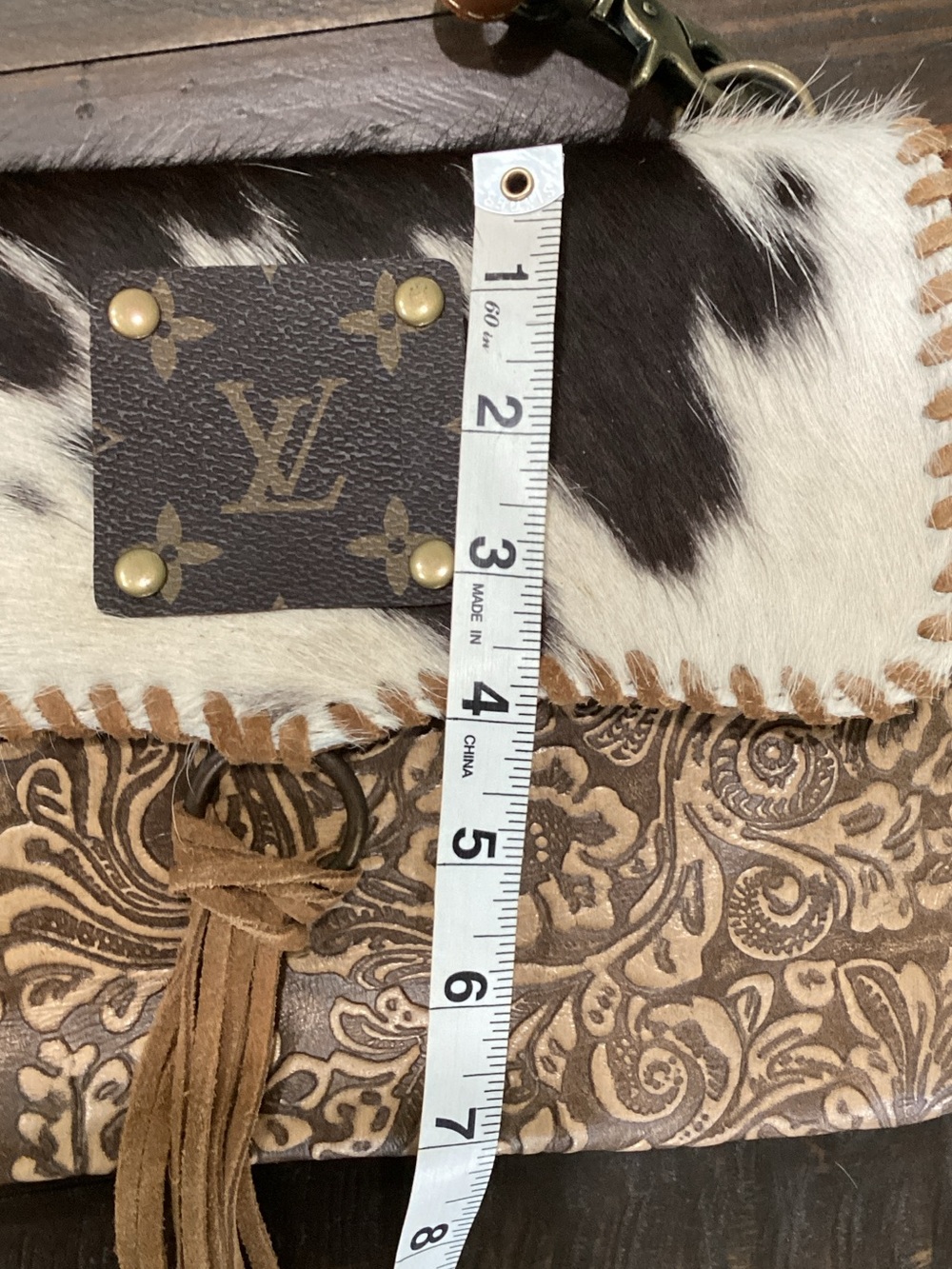 Myra Bag Brown and Cream with Fringe Crossbody - Picture 5 of 6